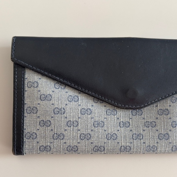 Gucci Black Gray Blue Gold Vintage Women's Wallet - Made in Italy - Picture 7 of 16